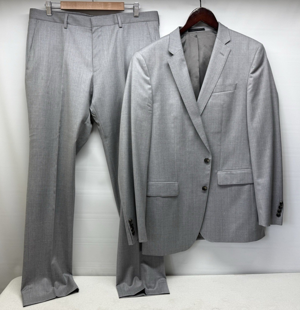 BOSS HUGO Mens 2Pc Suit Trabaldo Togra 1840 Super 120 Slim Fit Gray Wool 42 Long
